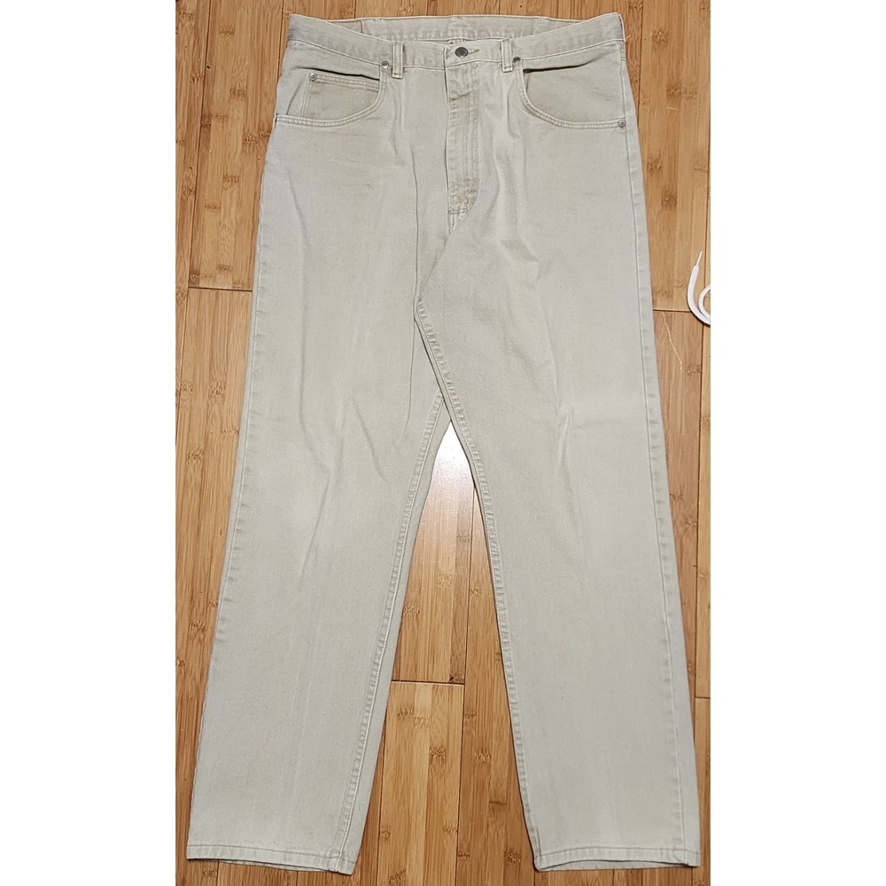 VTG 90s Wrangler Mens 36x32 Regular Fit Jeans Beige Silver Edition Denim Cowboys